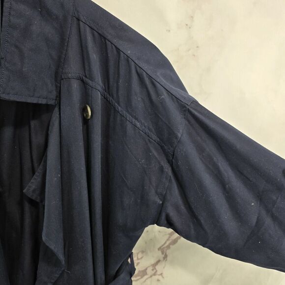 Skies Are Blue Jacket Womens XS Navy Safari Utility Chore Open Front Tencel - Picture 11 of 13